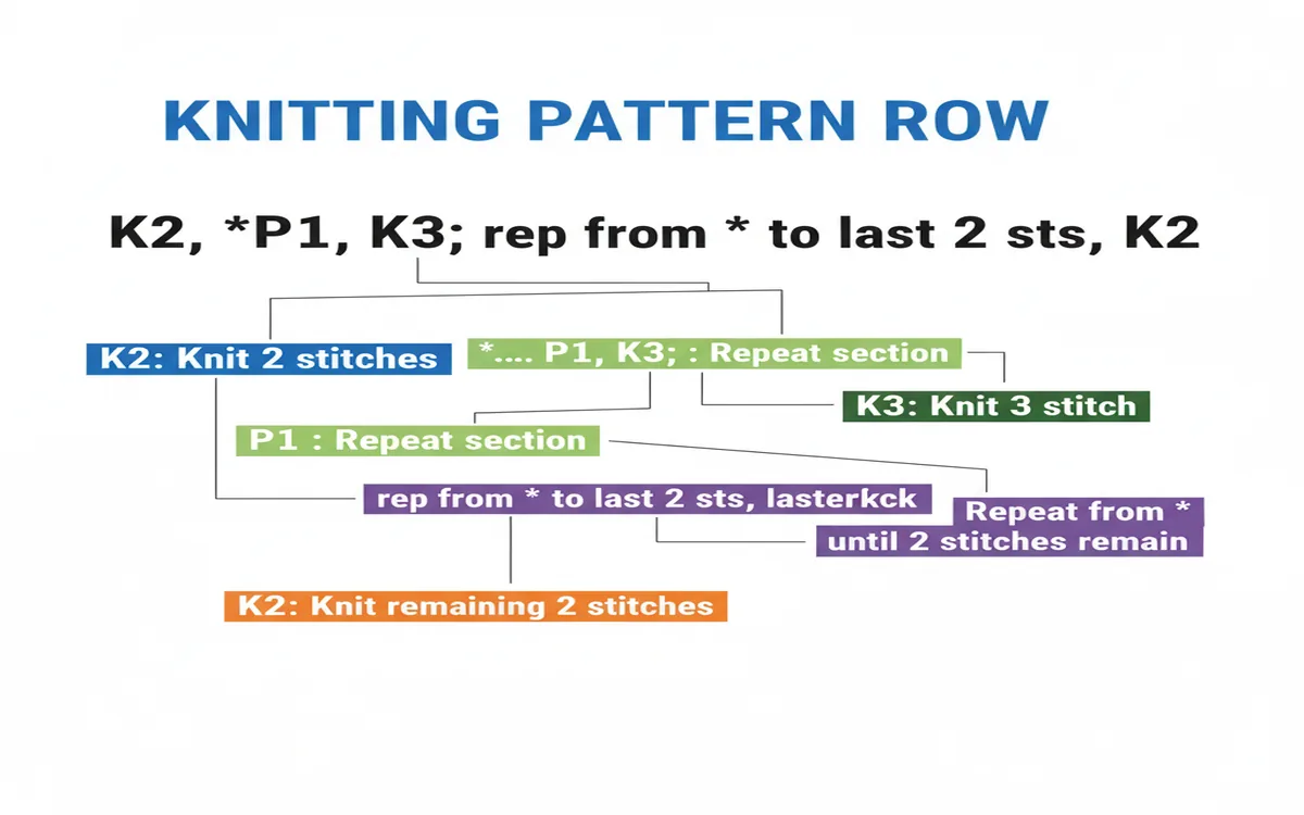 Example row instruction broken down step by step with annotations