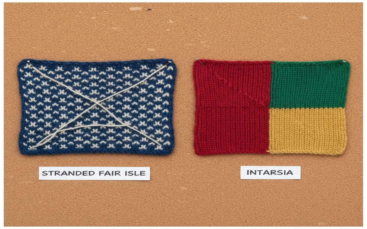 Comparison of stranded colorwork Fair Isle and intarsia techniques